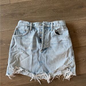Distressed Denim Skirt